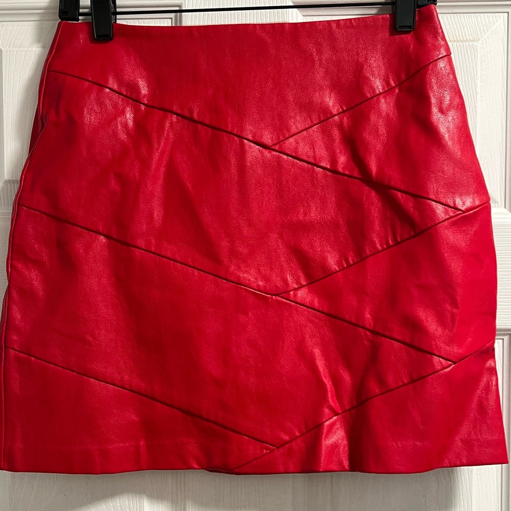 Red Leather Mini Skirt